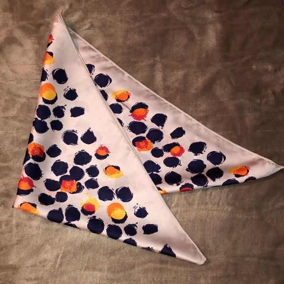 oe Other - oe Neck Scarf or Pocket Square Silver Gary Navy Orange Red Gold oe Logo